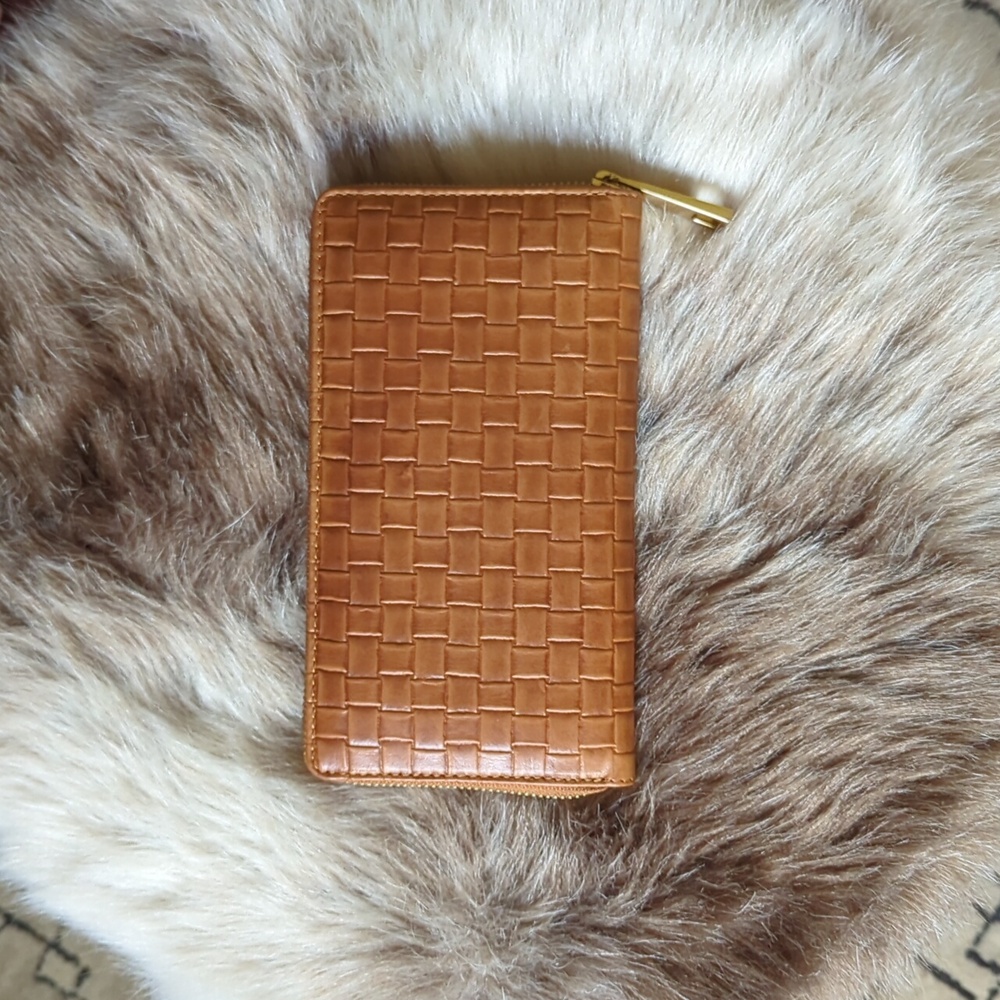 Margot woven leather wristlet/clutch